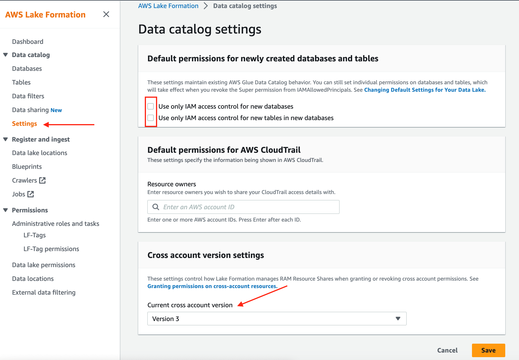 data catalog settings data catalog settings