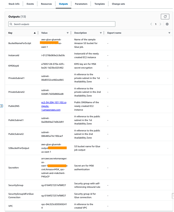 Cloudformation stack 1 - output