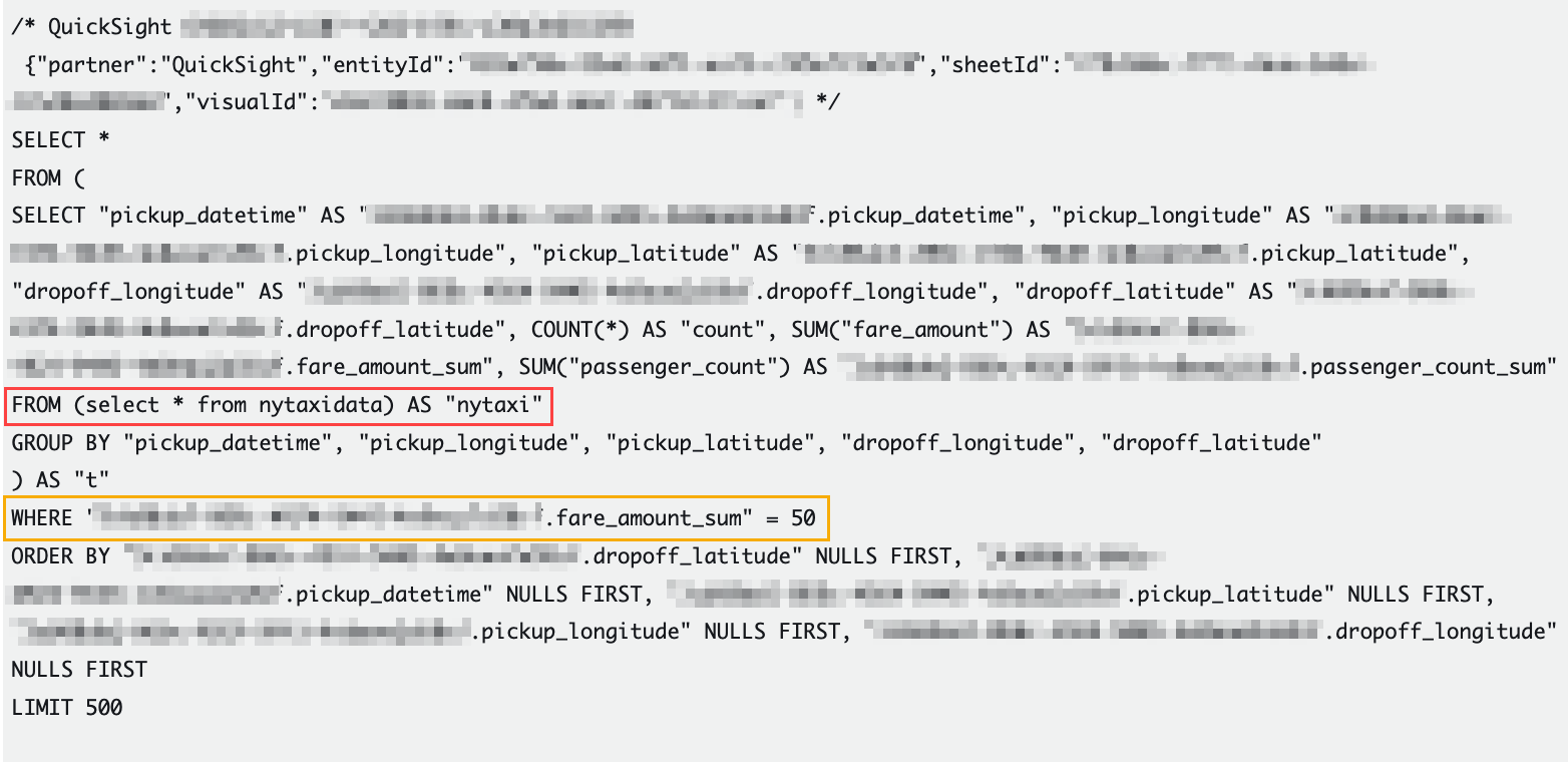 SQL from performance insight, unoptimized SQL inner query without where clause with analysis parameter