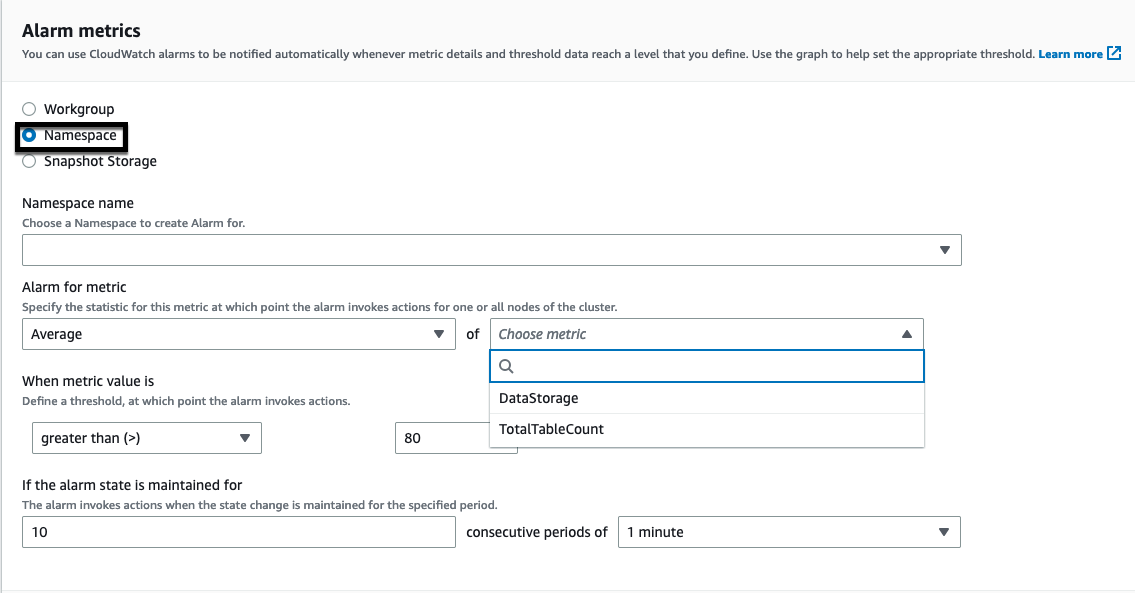 Namespace Level Metrics