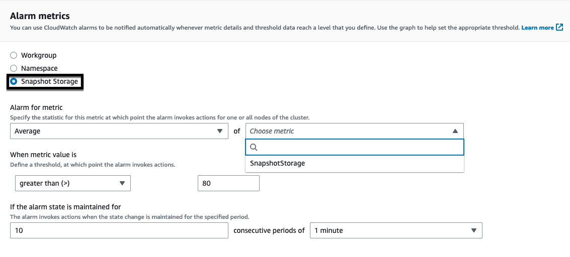 Snapshot level metrics