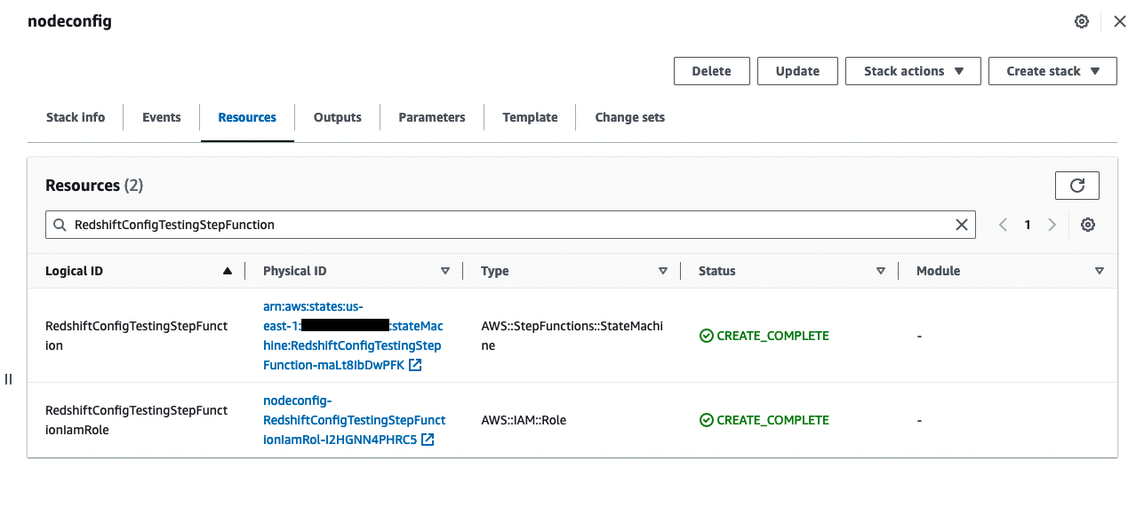 Searching for ConfigTestingStepFunction