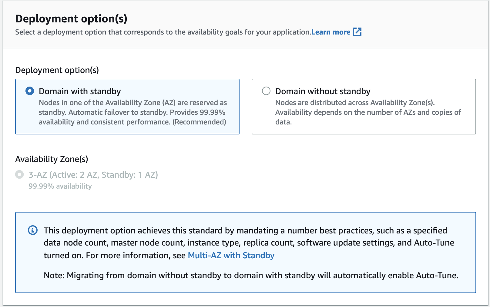 Multi AZ with stand-by feature