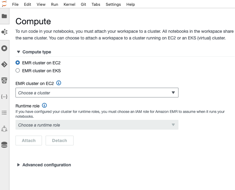 attach EMR Studio Workspace to cluster