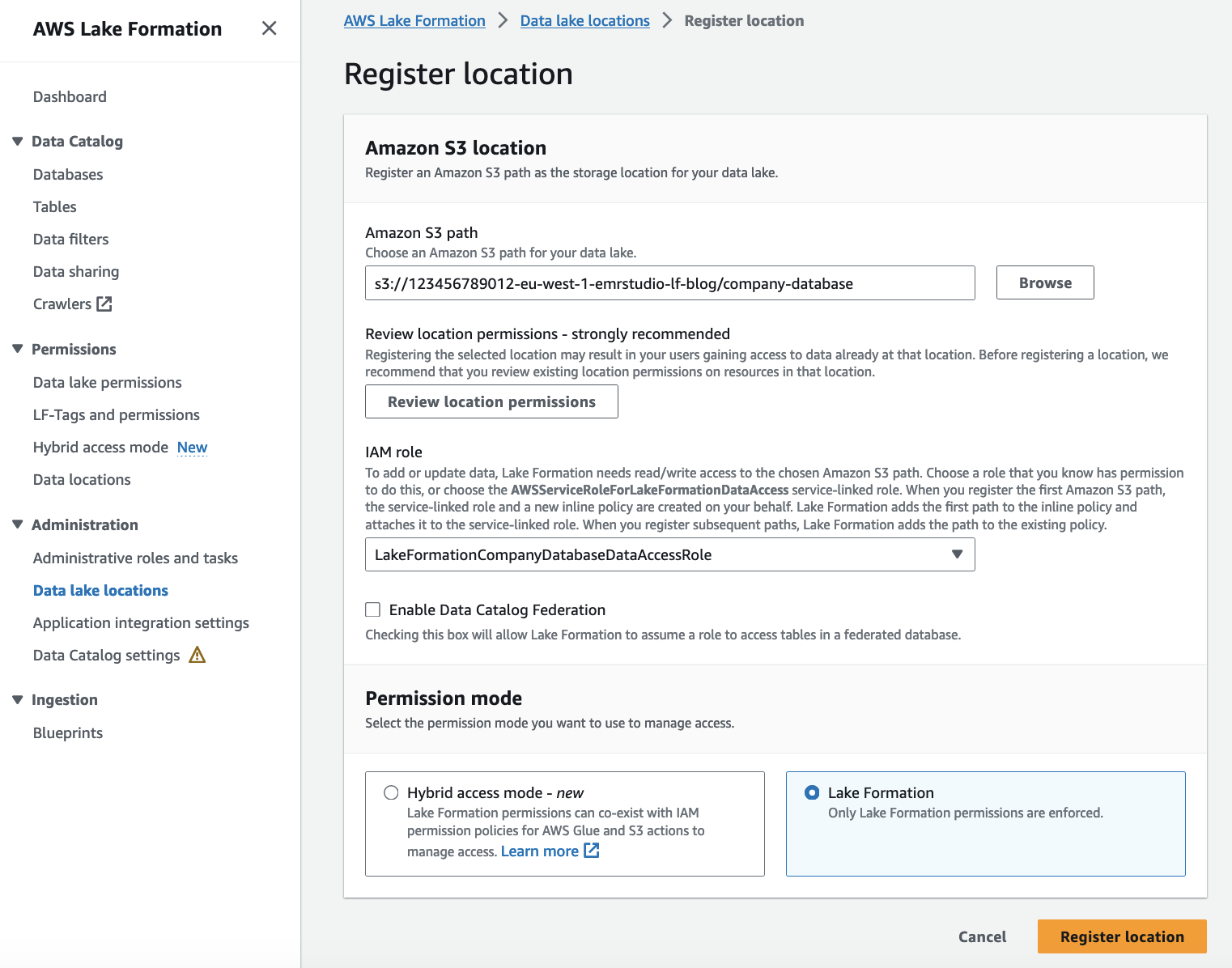 Register data location