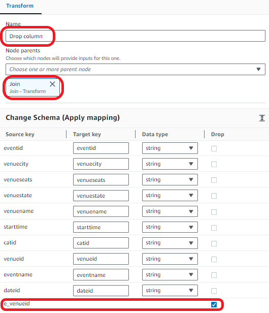 Drop column properties