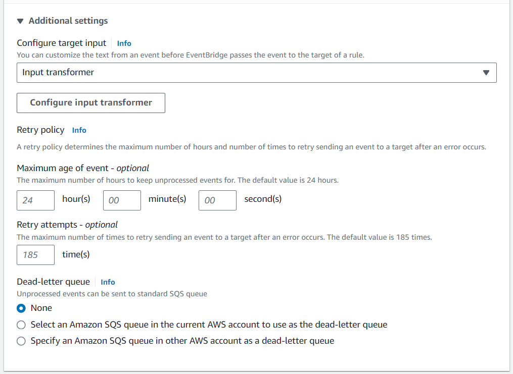 EventBridge target 1 transformer