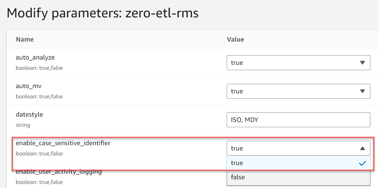 Cluster parameter group setup