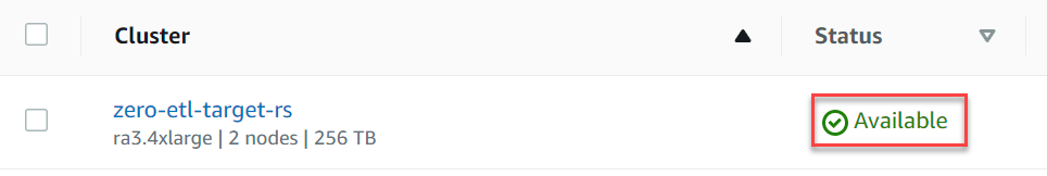 Cluster status showing as Available