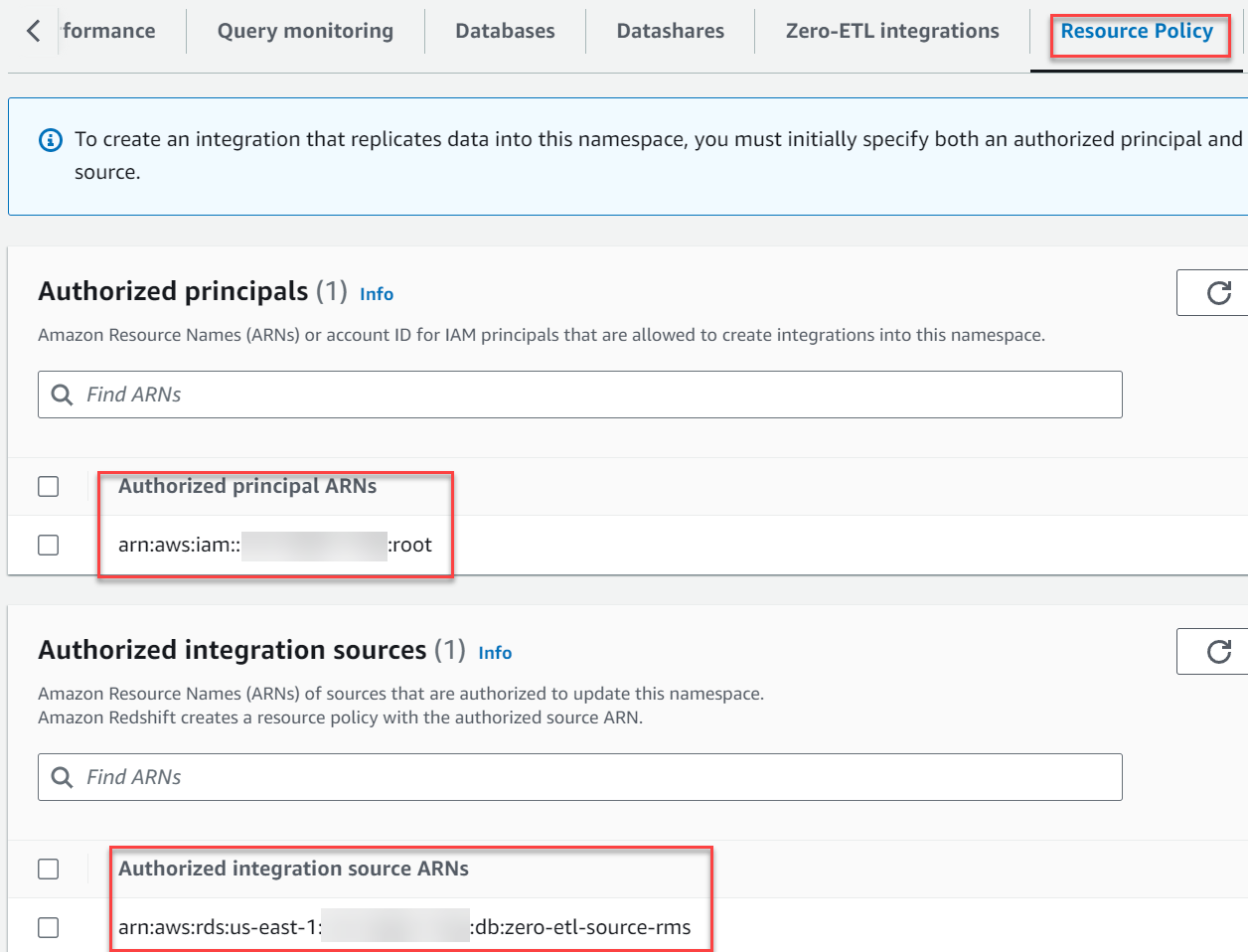 Completed resource policy setup