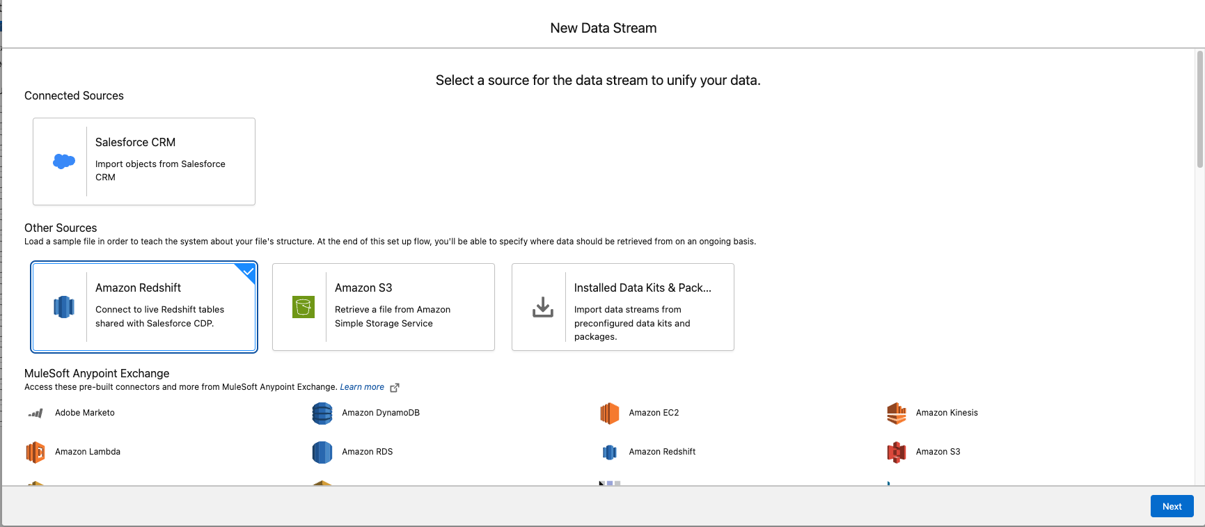Select Amazon Redshift