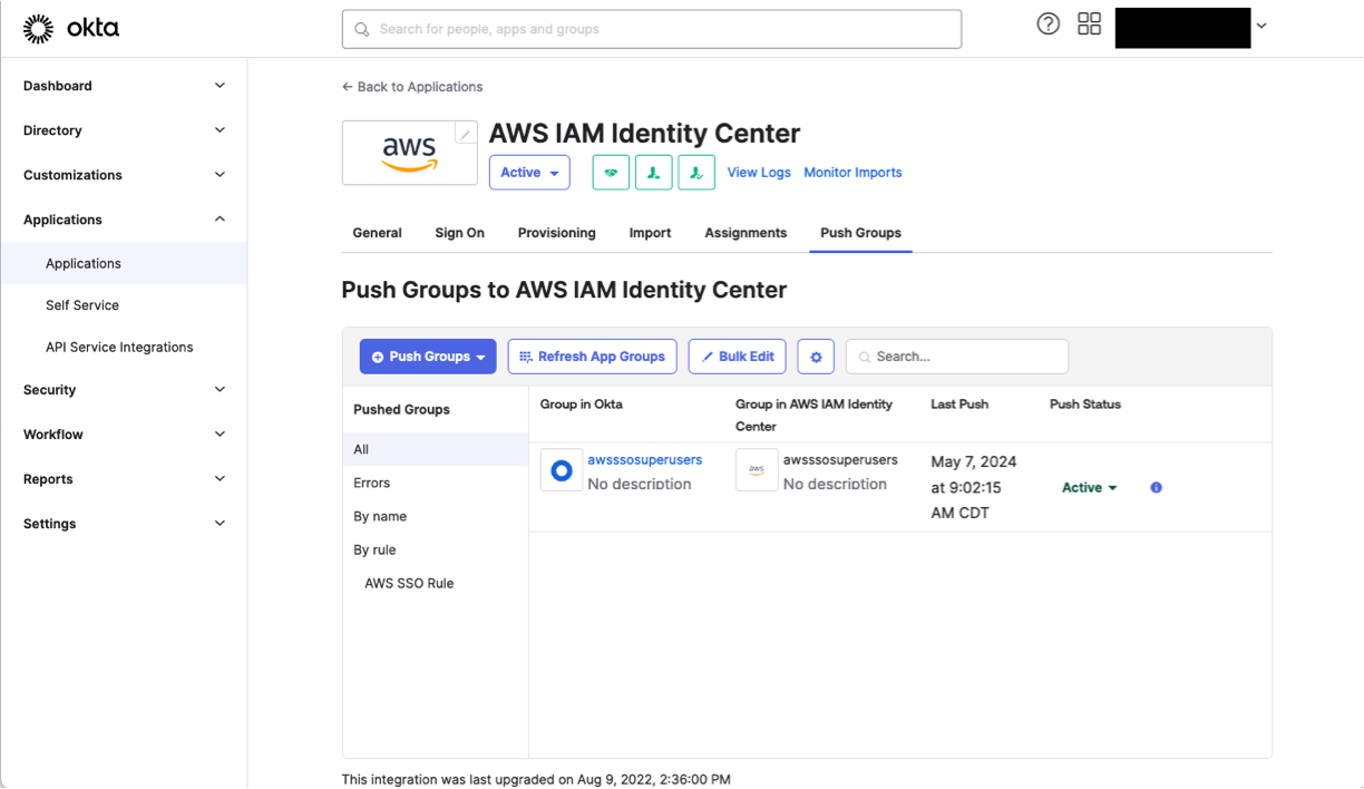 Active groups in Okta