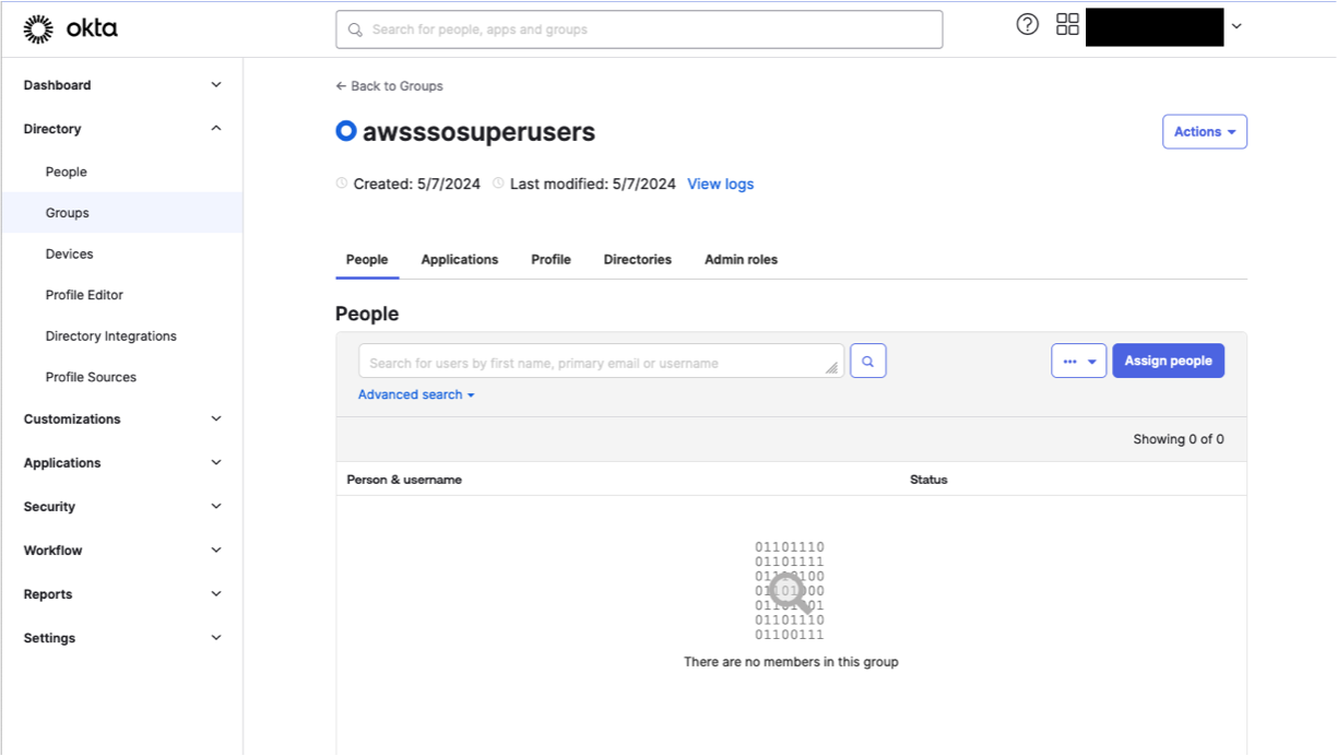 Group user assign in Okta
