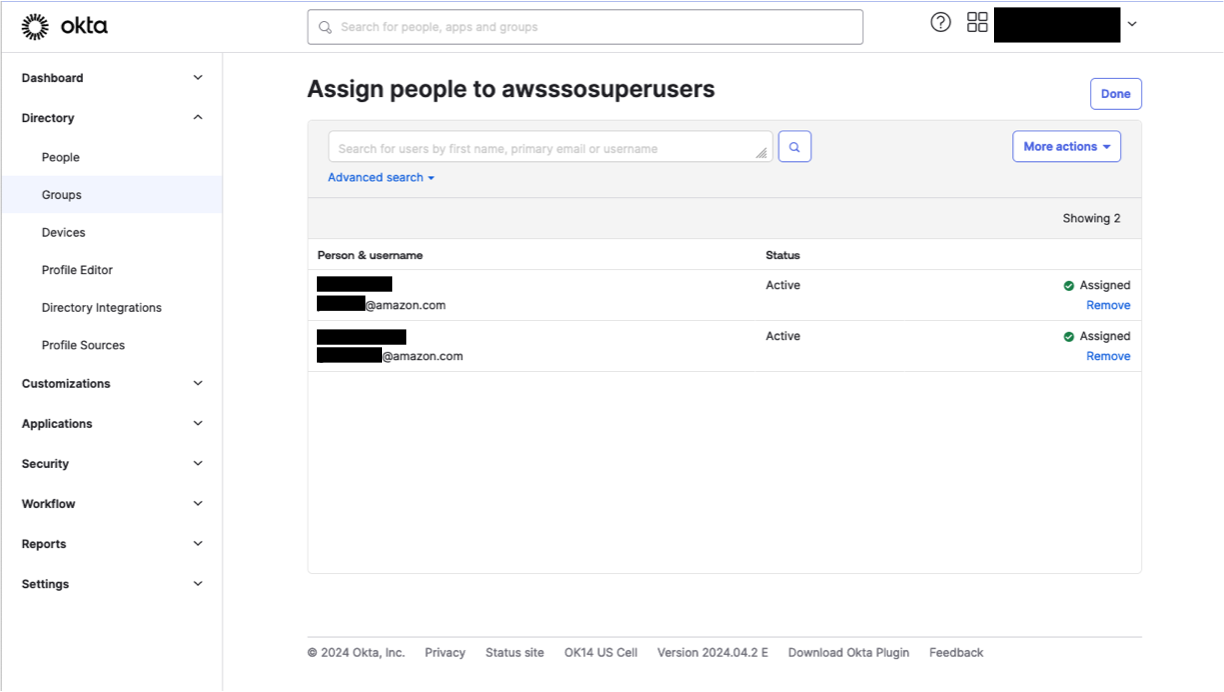 Group user assign in Okta