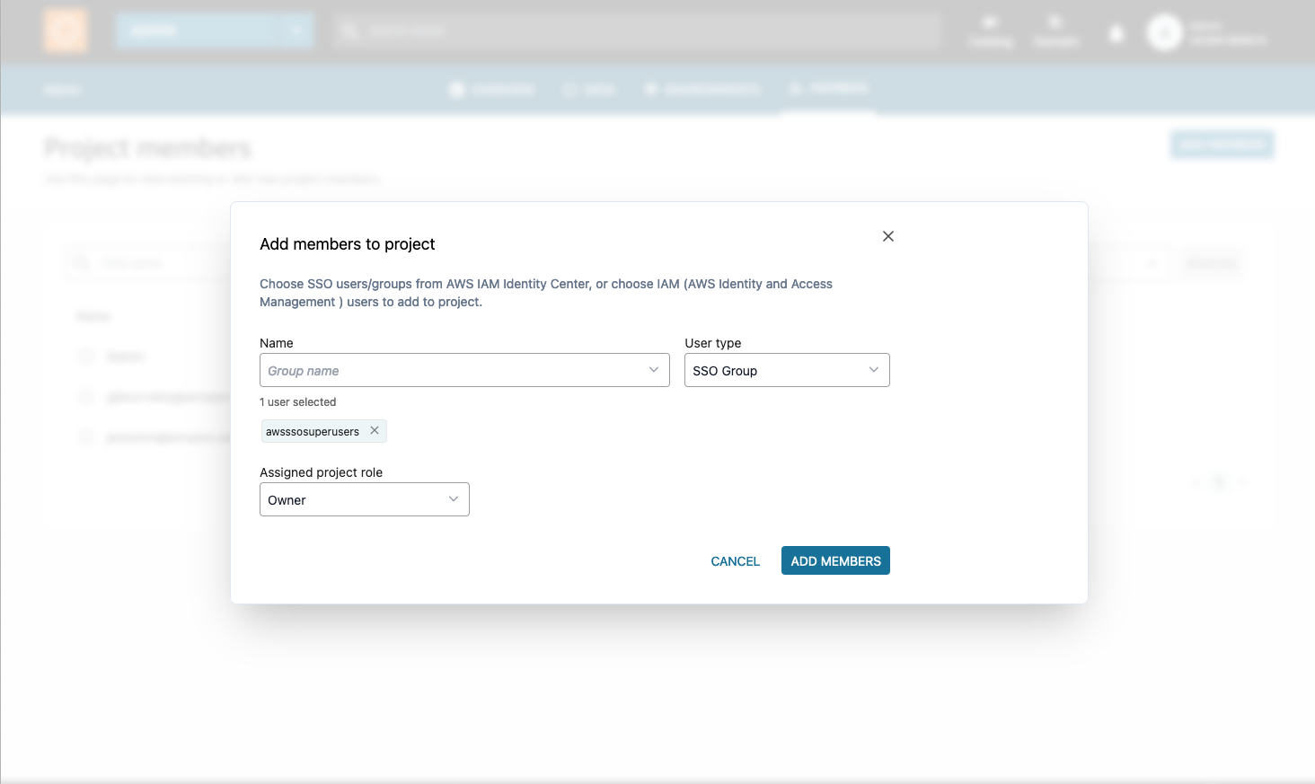 DataZone project members