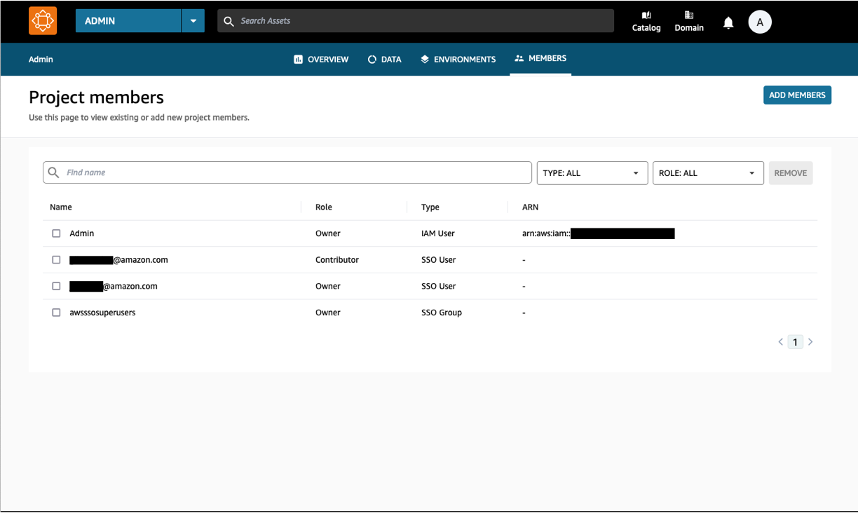 DataZone project members