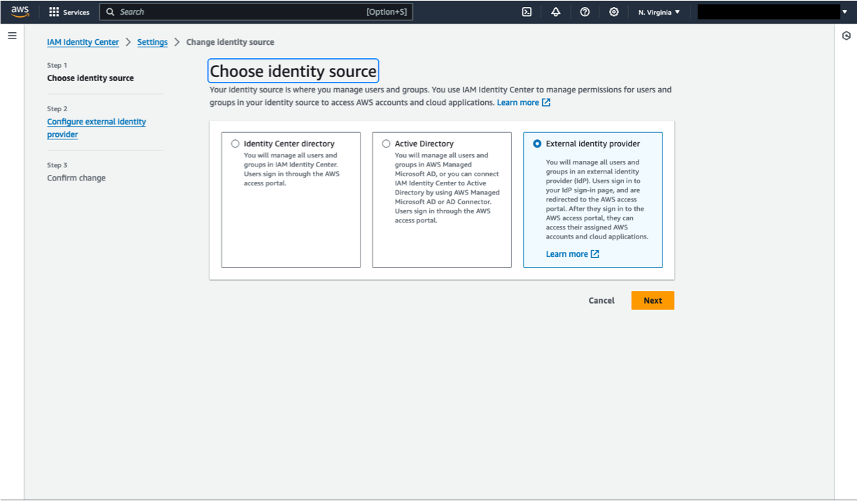 Identity provider source in IAM identity center