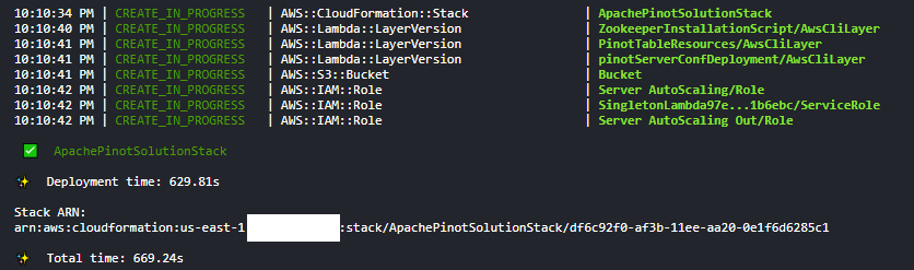 CDK deployment screenshot