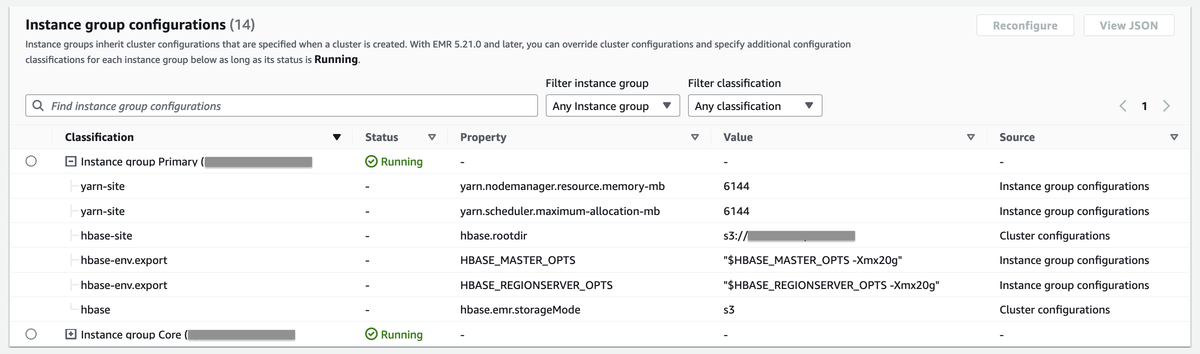Instance group configurations