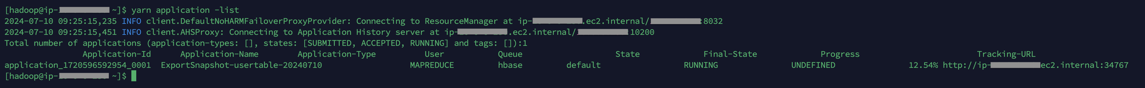 Exporting snapshot process