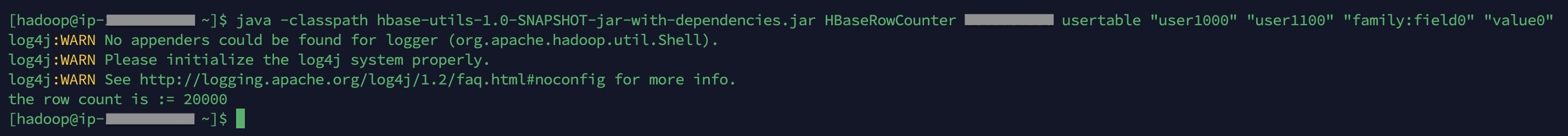 HBase table row counter