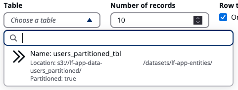 Application Table and Number of Records controls