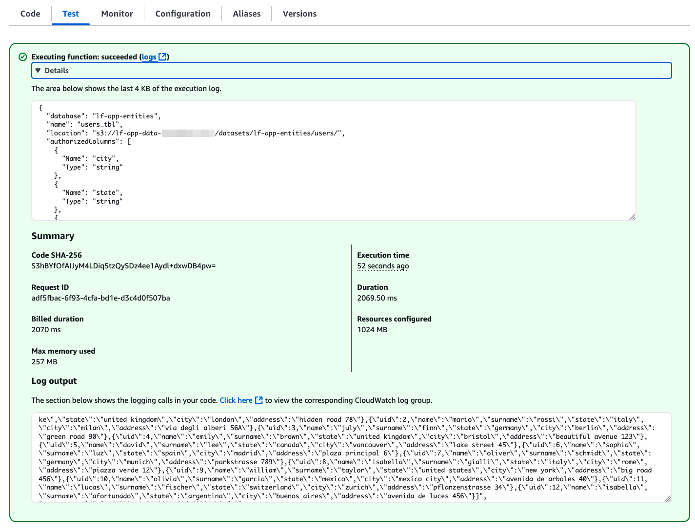 Lambda Test Result