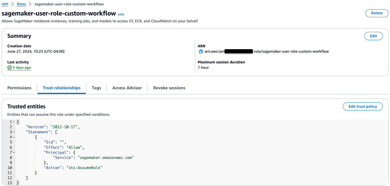 SageMaker instance role