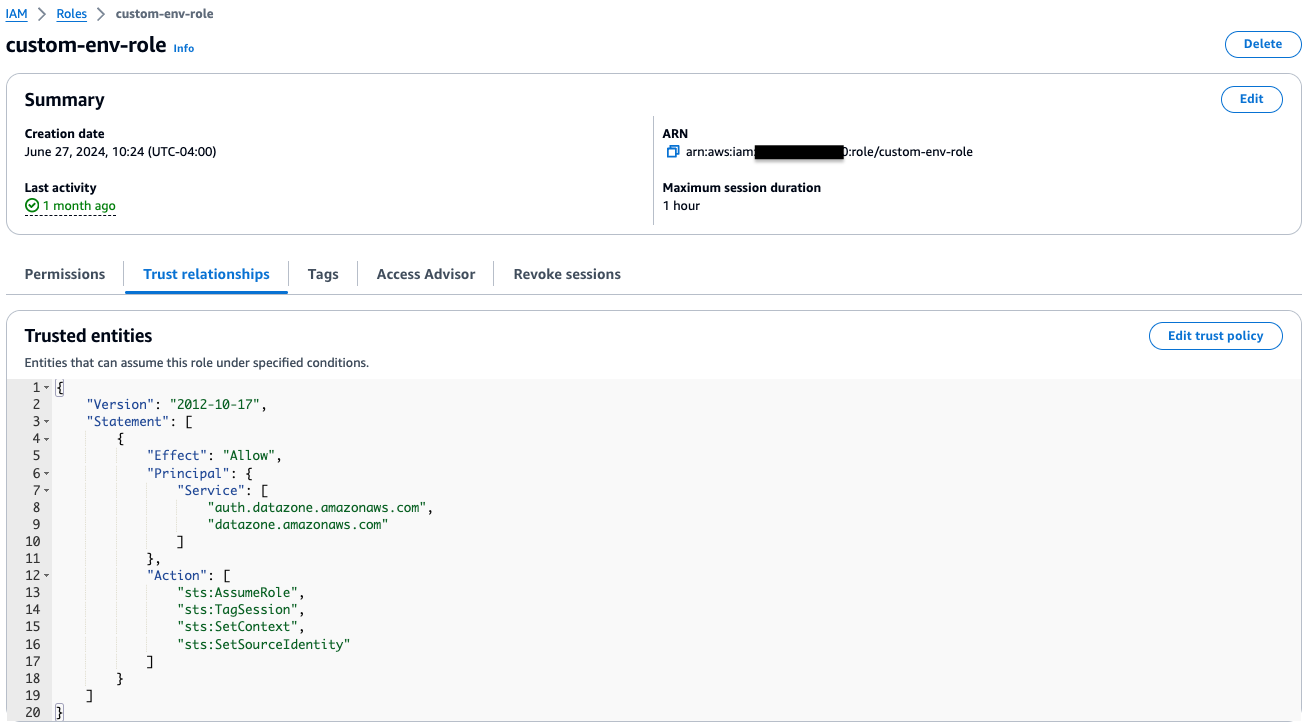 Custom Environment role
