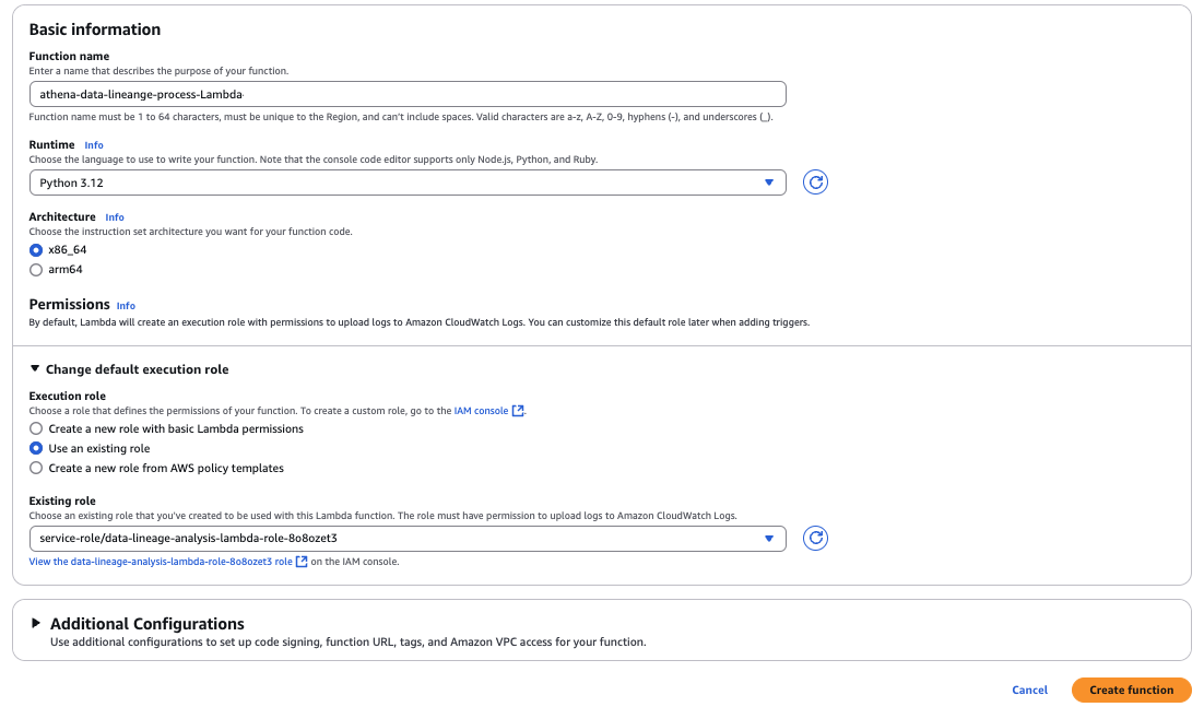 Figure 7-Basic configuration of athena-data-lineage-process Lambda