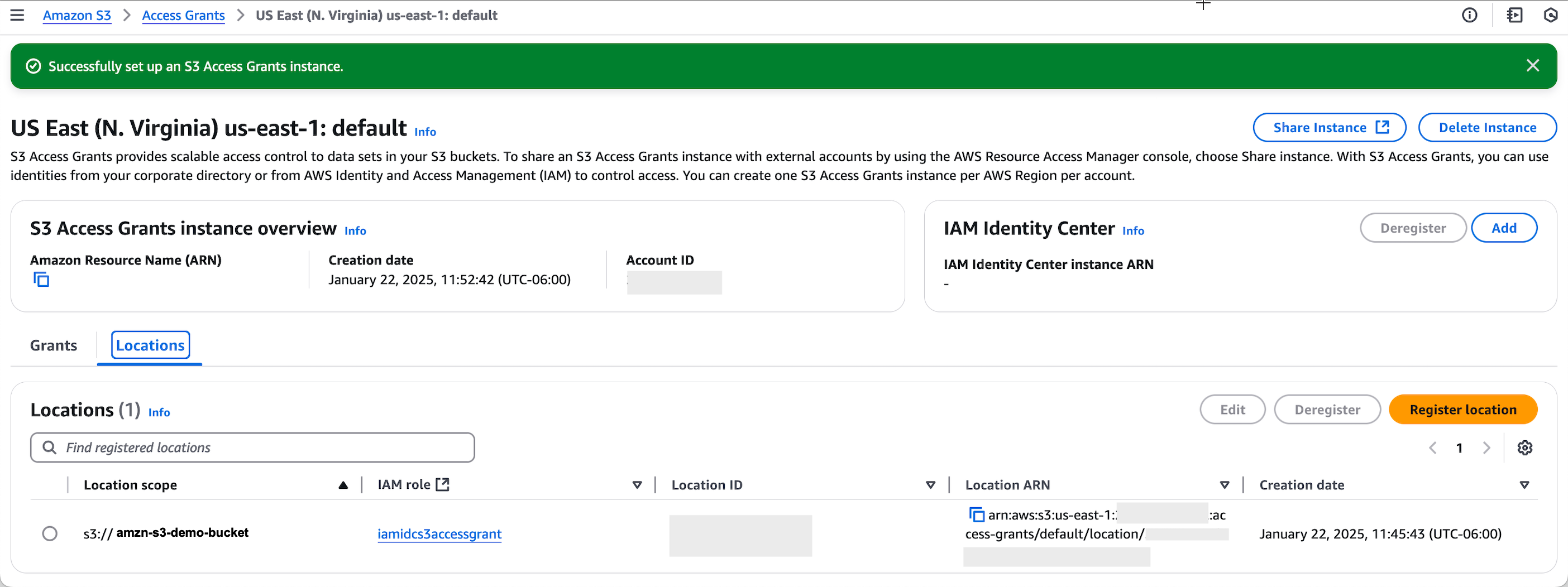 Figure 9: S3 Access Grants locations