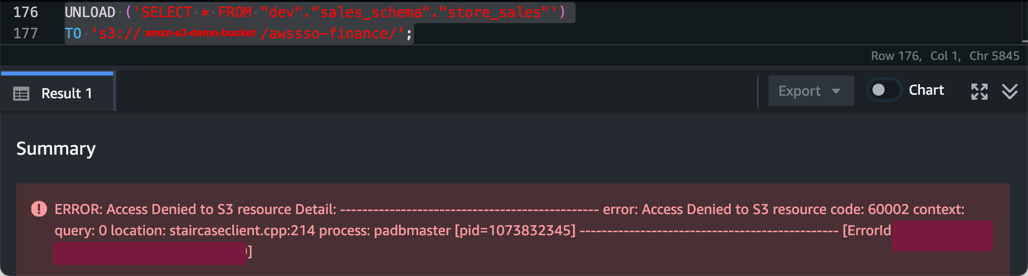 Figure 11: QEv2 query result error