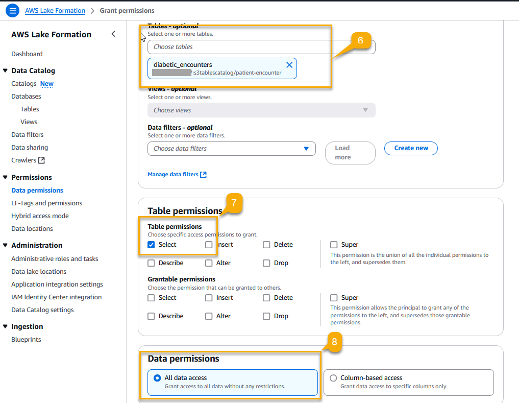 Grant Table Permissions