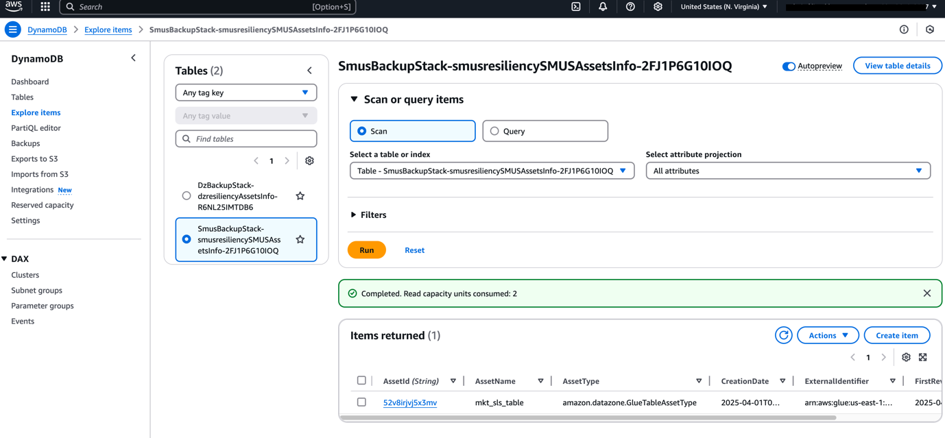 Screenshot smus-dynamodb