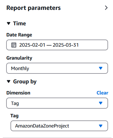 Image that shows how to group by a particular dimension (tag) in cost explorer