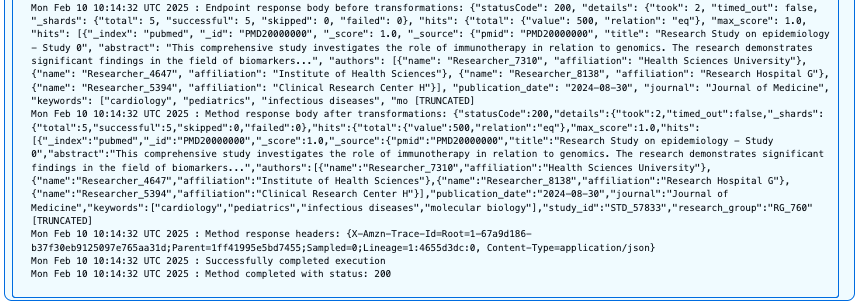 Result of the search API call made for scenario 1