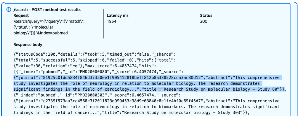Result of the search API call made for scenario 3