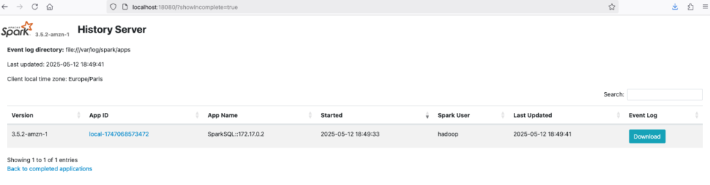 local Spark history server