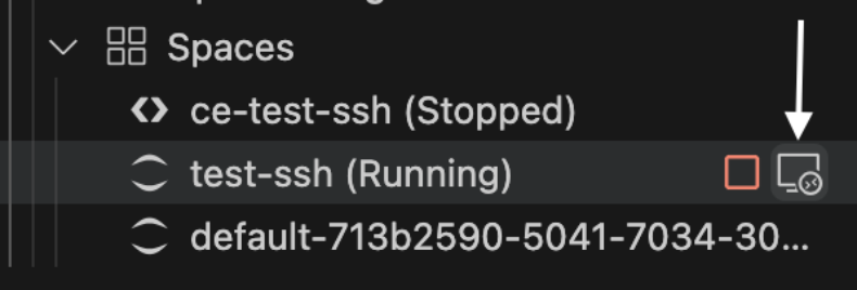 Connectivity icon in local VS Code