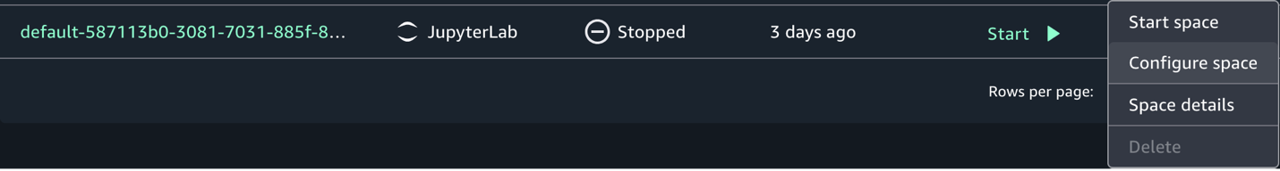 Shows how to configure space in SageMaker Unified Studio