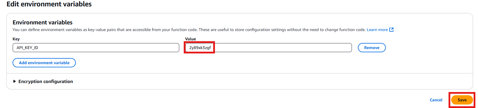 How to apply the environment variable key and value