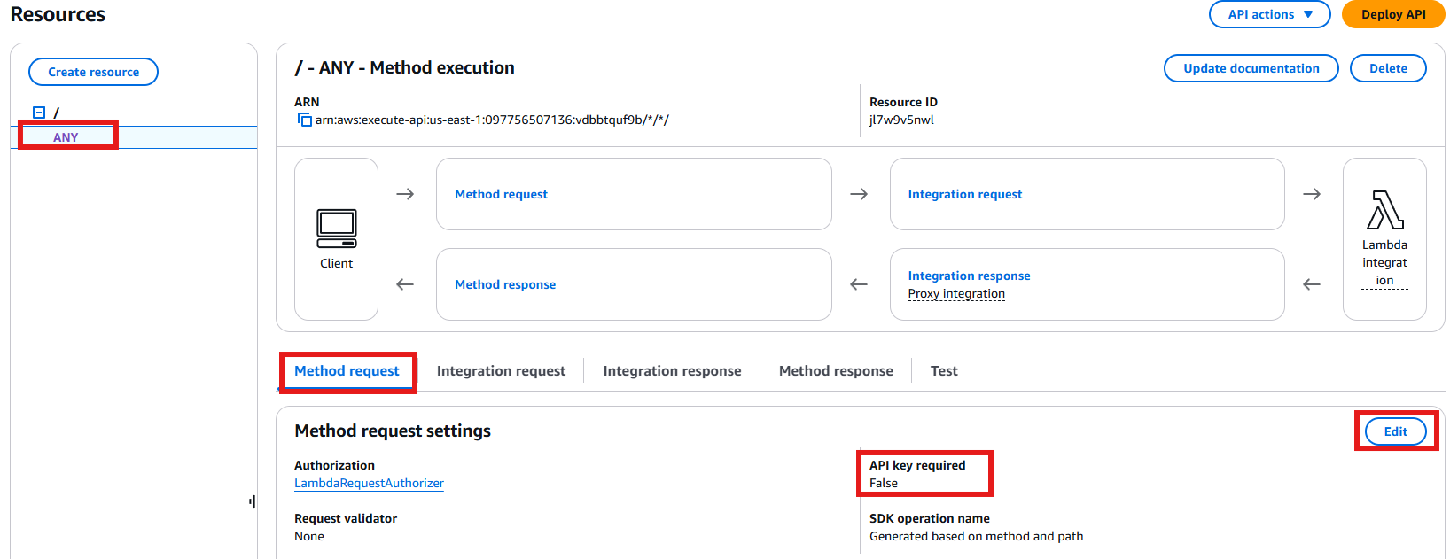 Changing the API key required value to false.