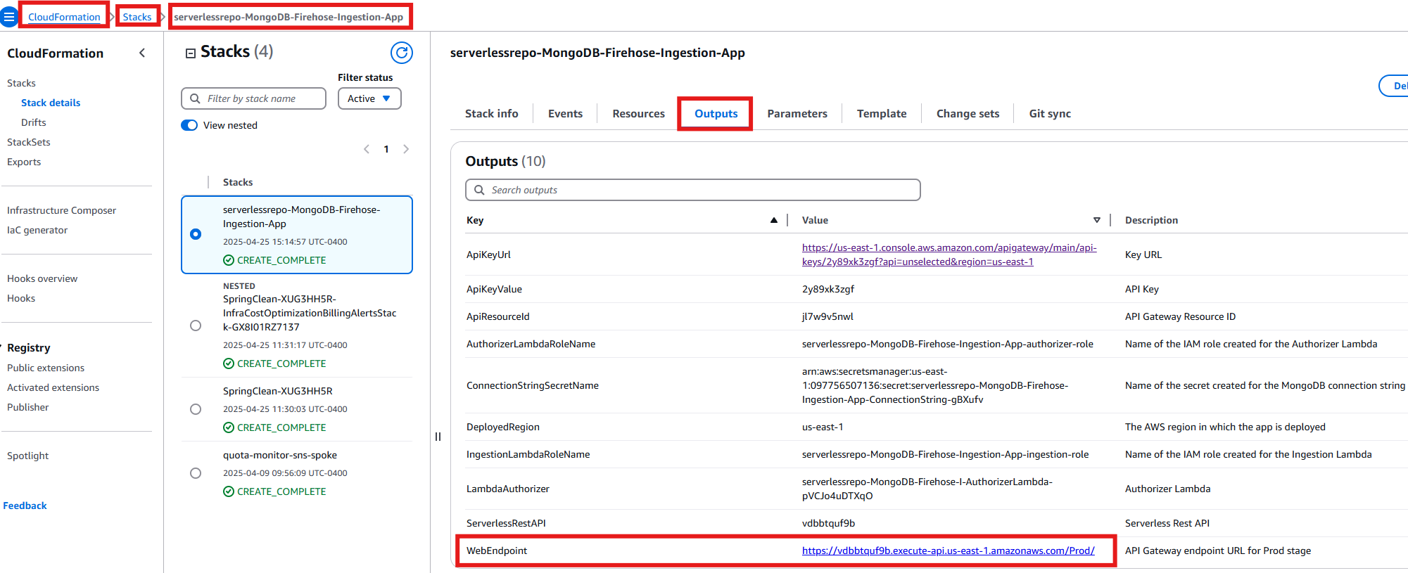 How to get the RestAPI endpoint to connect to the MongoDB collection
