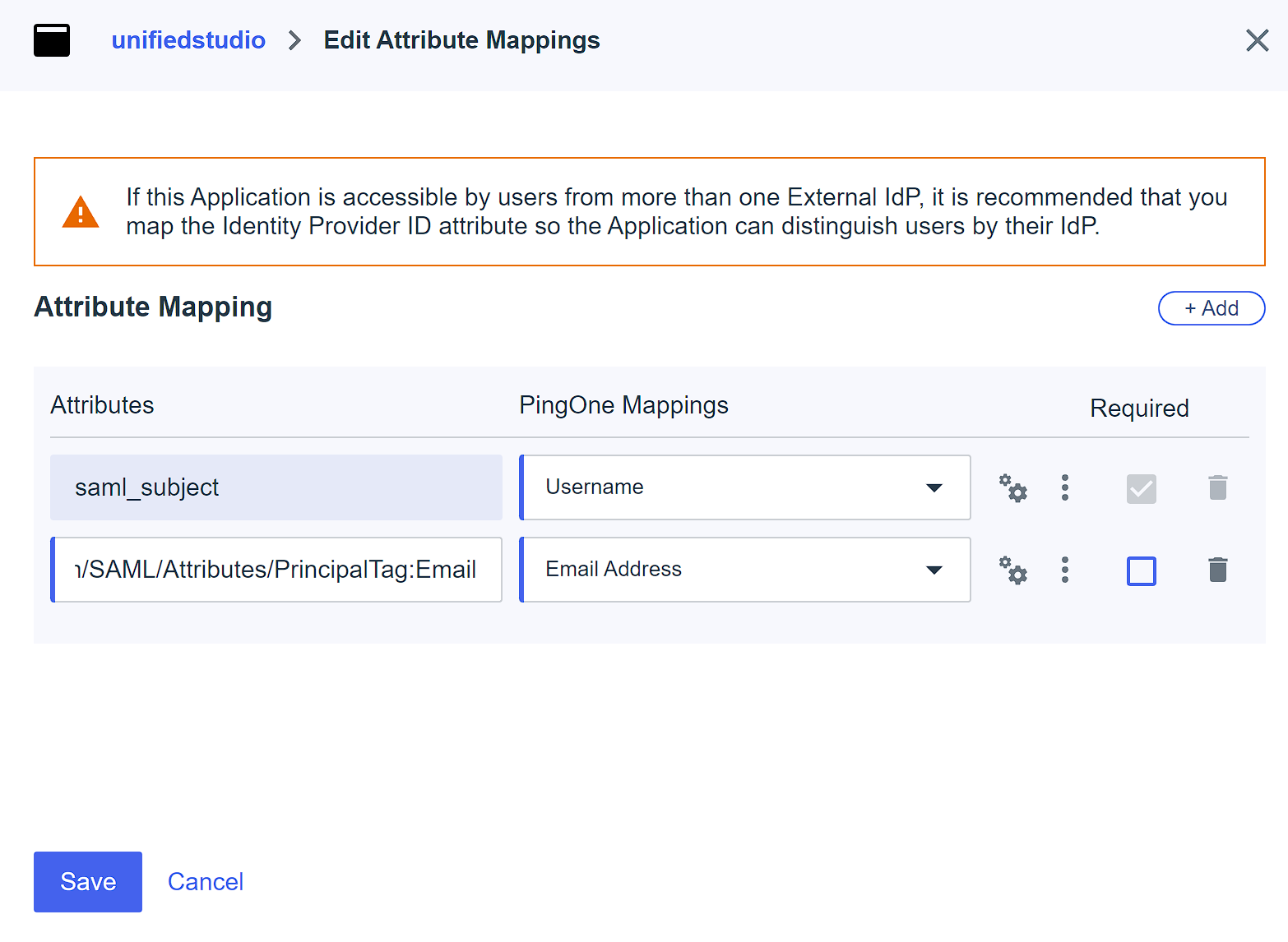 Ping Identity SAML attributes mapping