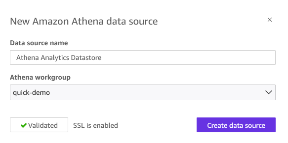 Athena data source creation