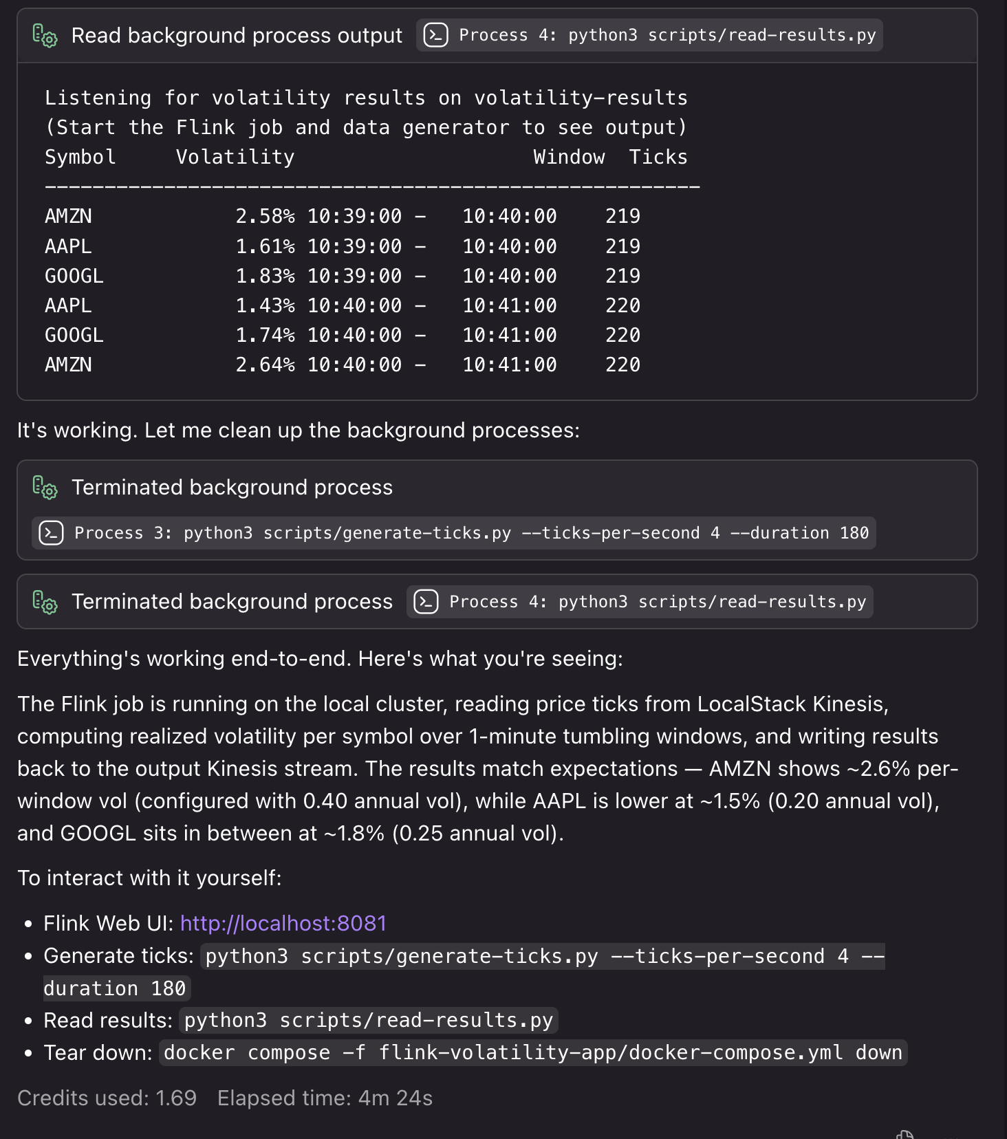 Kiro creating Docker resources and local testing infrastructure