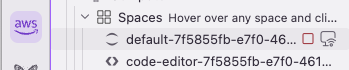 Kiro sidebar showing the remote connection icon next to a compatible Space