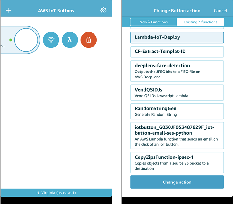 screen for choosing new lambda function