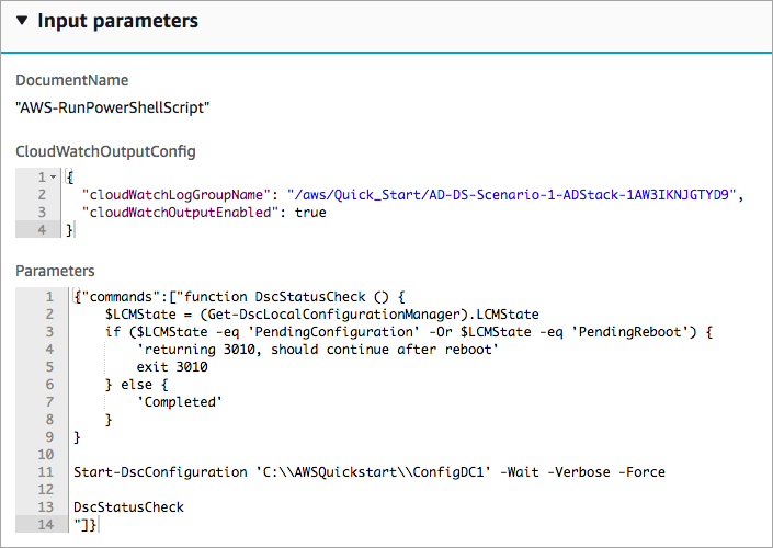 show input parameters