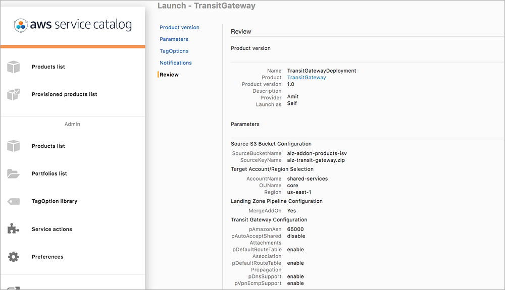 specify add on product parameters.